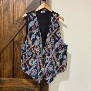 Vtg 90s Backroad Blues Tapestry Vest Pocket Watches